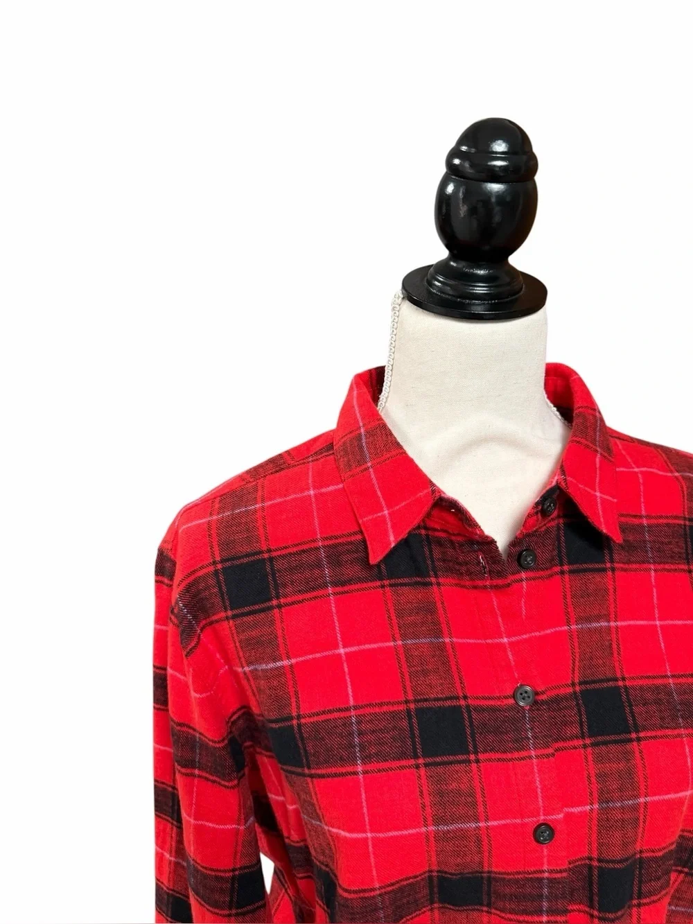 J.Crew Cropped Garçon Shirt Red Black Plaid Flannel Cotton Size 12